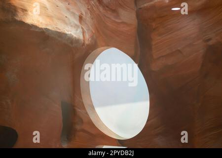 Brown sand-colored stone tiles on the wall Stock Photo