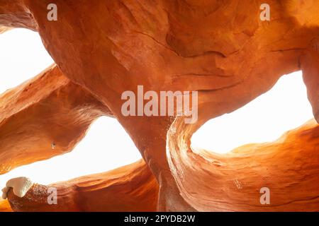 Brown sand-colored stone tiles on the wall Stock Photo