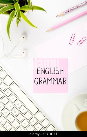 Text sign showing English Grammar. Business concept courses cover all levels of speaking and writing in english Stock Photo