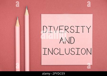 Writing displaying text Diversity And Inclusion. Business showcase range human difference includes race ethnicity gender Stock Photo