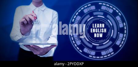 Conceptual display Learn English Now. Word for gain or acquire knowledge and skill of english language Stock Photo