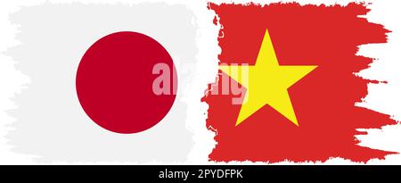 Vietnam and Japan grunge flags connection, vector Stock Vector