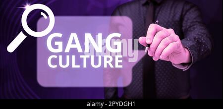 Conceptual caption Gang Culture. Word for particular organization of criminals or group of gangsters that follow ones habits Stock Photo