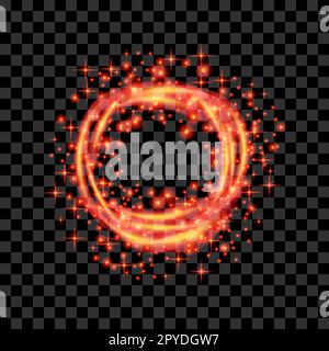 Vector Blurred Fire on Dark Background. Cartoon Flames. Bonfire Burst. Hot Red Sparks. Dangerously and Explosive Symbol. Stock Vector