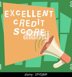 Writing displaying text Excellent Credit Score. Business showcase person's report of financial standing and capacity to pay Stock Photo