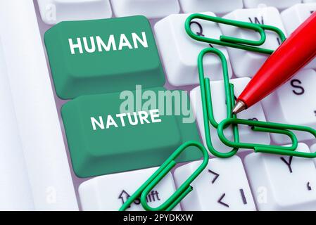 Text caption presenting Human Nature. Business showcase psychological characteristics, feelings, and behavioral traits of humankind Stock Photo