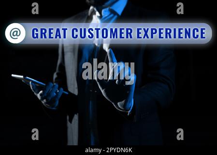Inspiration showing sign Great Customer Experience, Word Written on ...