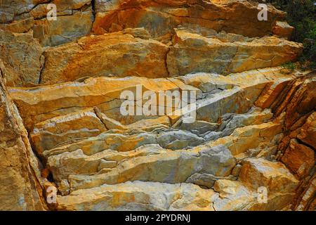 Flysch is a series of marine sedimentary rocks that are predominantly clastic in origin and are characterized by the alternation of several lithological layers. Balkans, Montenegro Herceg Novi Meljine Stock Photo