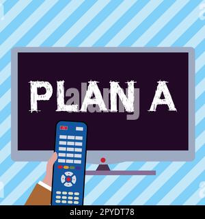 Writing displaying text Plan A. Concept meaning ones original plan or strategy detailed proposal for doing something Stock Photo