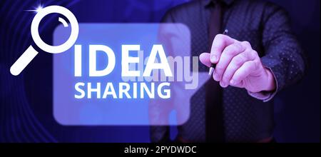 Writing displaying text Idea Sharing. Business showcase Startup launch innovation product, creative thinking Stock Photo