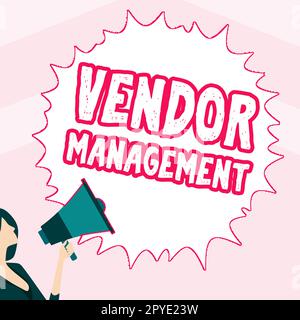 Sign displaying Vendor Management. Business showcase activities included in researching and sourcing vendors Stock Photo