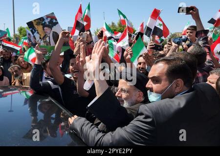 Damascus, Syria. 3rd May, 2023. Iranian President EBRAHIM RAISI during a welcome ceremony in Damascus. It is the first visit by an Iranian head of state to war-torn Syria since the beginning of the country's uprising-turned-civil-war in 2011, in which Tehran helped tip the balance of power to the government. (Credit Image: © Iranian Presidency via ZUMA Press Wire) EDITORIAL USAGE ONLY! Not for Commercial USAGE! Stock Photo