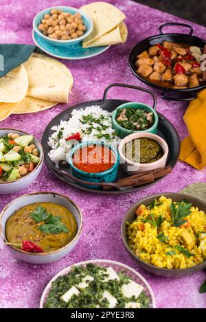 Assorted of traditional Indian food. Stock Photo