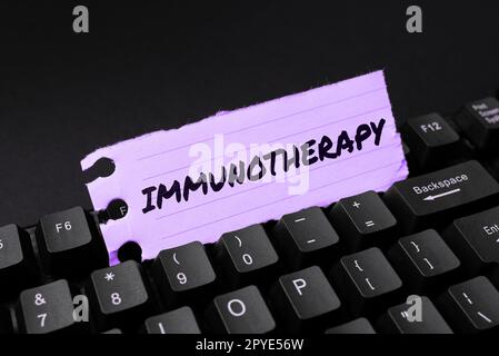 Conceptual caption Immunotherapy. Business overview treatment or prevention of disease that involves enhancement of immune system Stock Photo