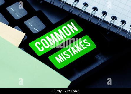 Writing displaying text Common Mistakes. Word Written on actions that are often used interchangeably with error Stock Photo