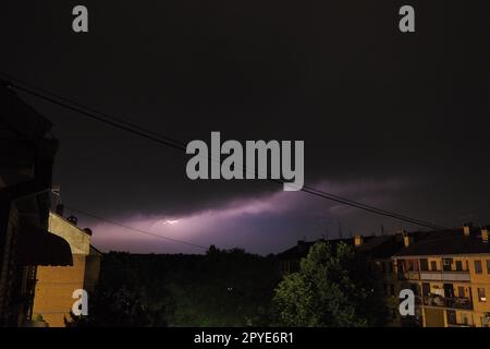 lightning flashes in the night sky Stock Photo - Alamy