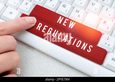 Text showing inspiration New Regulations. Internet Concept Regulation controlling the activity usually used by rules. Stock Photo