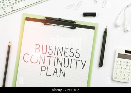 Inspiration showing sign Business Continuity Plan. Business idea creating systems prevention deal potential threats Stock Photo