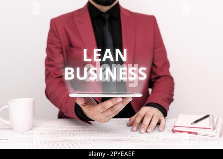 Writing displaying text Lean Business. Business showcase improvement of waste minimization without sacrificing productivity Stock Photo