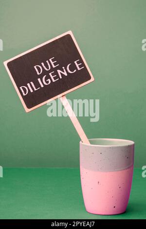 Conceptual display Due Diligence. Business approach avoid harming other business property for an agreement Stock Photo