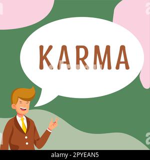 Handwriting text Karma. Business showcase sum of a person actions in this and previous states of existence Stock Photo
