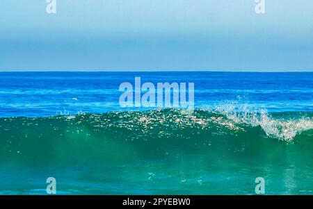 Extremely huge big surfer waves at beach Puerto Escondido Mexico. Stock Photo