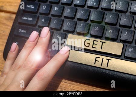 Handwriting text Get Fit. Conceptual photo right size or shape for someone or something keep your body healthy Stock Photo