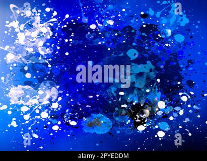 Colourful blue paint splatters background Stock Photo