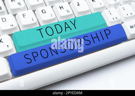 Text sign showing Sponsorship. Conceptual photo Position of being a sponsor Give financial support for activity Stock Photo