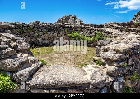 Celtic Castro de Barona, the best preserved of all Galician Iron Age forts known as Castros. Porto do Son, Coruna, Galicia, Spain. Stock Photo