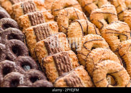 Assorted various cookies. Sweet biscuits Stock Photo