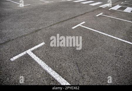 Parking lines on the asphalt Stock Photo