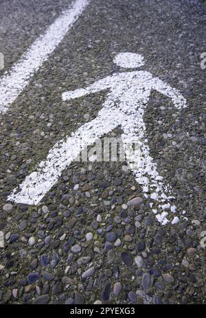 Pedestrian signal on the asphalt Stock Photo