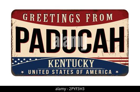 Greetings from Paducah vintage rusty metal sign on a white background, vector illustration Stock Vector