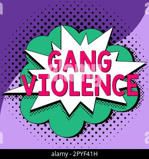Inspiration showing sign Gang Violence. Business concept infringement of the laws caused by group of criminals and gangsters Stock Photo