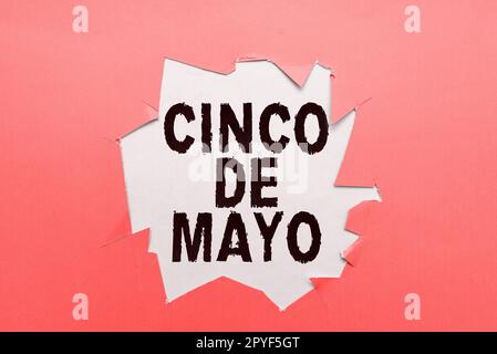 Text caption presenting Cinco De Mayo. Business idea Mexican-American celebration held on May 5 Stock Photo