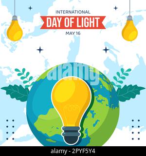International Day of Light Social Media Background Illustration Cartoon Hand Drawn Templates Stock Photo