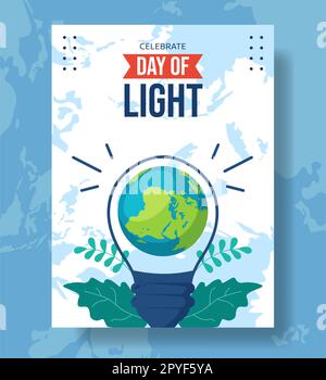 International Day of Light Vertical Poster Flat Cartoon Hand Drawn Templates Background Illustration Stock Photo