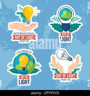International Day of Light Label Flat Cartoon Hand Drawn Templates Background Illustration Stock Photo