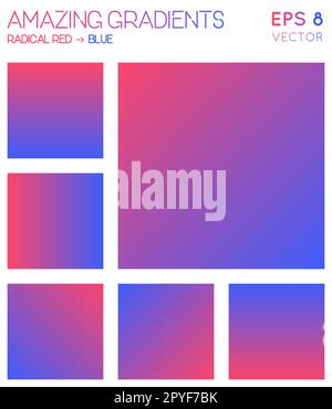 Colorful gradients in radical red, blue color tones. Adorable gradient background, enchanting vector illustration. Stock Vector