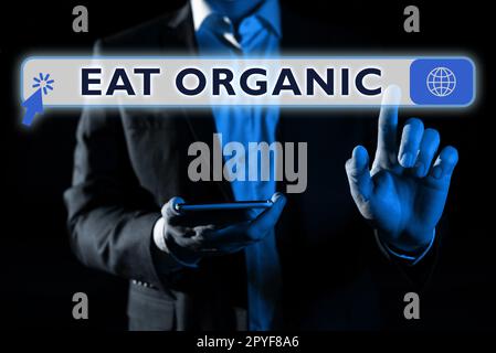 Text caption presenting Eat Organic. Business overview Reduction of eating sweets Diabetic control dieting Stock Photo