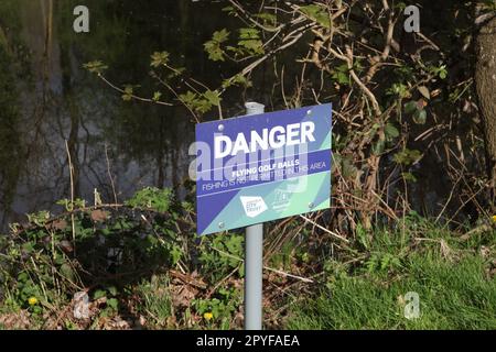 Public notice danger warning sign at Beauchief Golf Course, Sheffield England UK Stock Photo