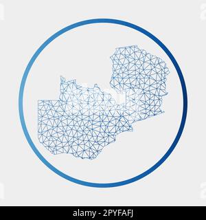 Zambia icon. Network map of the country. Round Zambia sign with gradient ring. Technology, internet, network, telecommunication concept. Vector illust Stock Vector