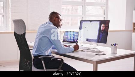 Online Virtual Video Conference Training Stock Photo