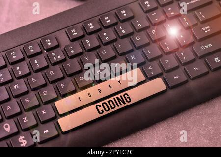 Writing displaying text Coding. Business approach assigning code to something for classification identification Stock Photo