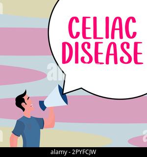 Handwriting text Celiac Disease. Business concept Small intestine is hypersensitive to gluten Digestion problem Stock Photo