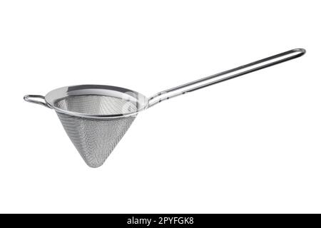 Metal mesh isolated on a white background. Tea strainer. Sieve for cooking cut out with clipping path Stock Photo