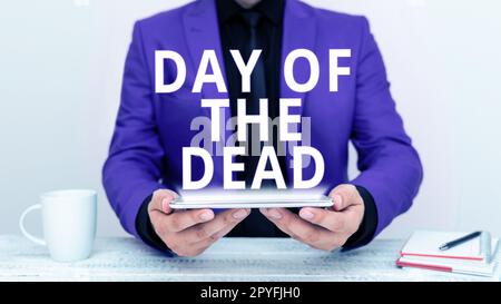 Sign displaying Day Of The Dead. Business overview mexican celebration honouring people that have passed away Stock Photo