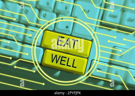 Conceptual display Eat Well. Business approach Practice of eating only foods that are whole and not processed Stock Photo