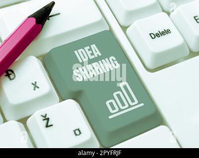 Text showing inspiration Idea Sharing. Internet Concept Startup launch innovation product, creative thinking Stock Photo